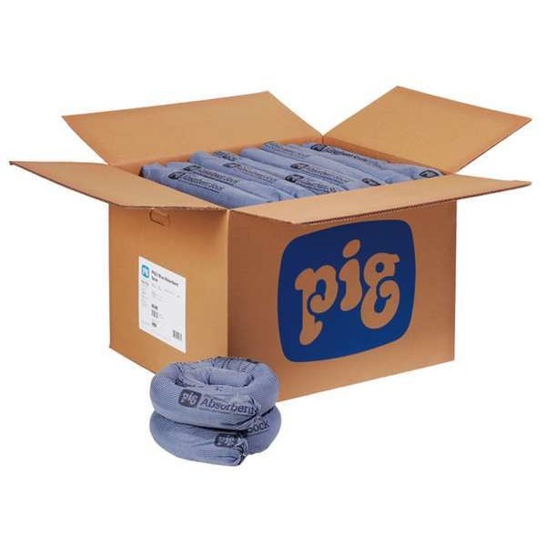 Pig 2048 Sorbent Sock, 15 Gal, 3 In X 48 In, Universal, Blue, 20 Pk