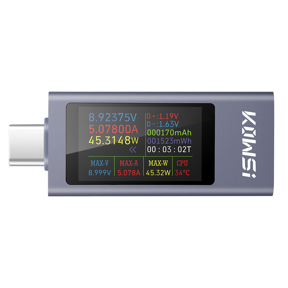 USB Type-C Power Tester Digital Voltage Current Capacity Meter DC4-30V 0-12A