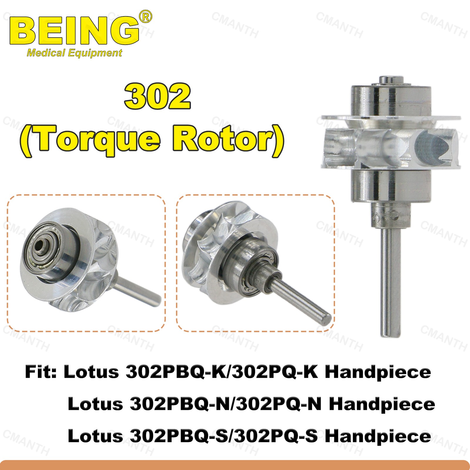 US BEING Dental High Speed Handpiece Turbine Rotor 4 Hole Coupler Fit NSK