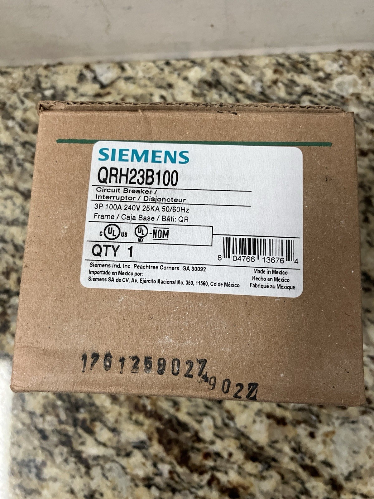 NIB – Siemens – QRH22B100 – Breaker Qr 2P 100A 240V 25Ka