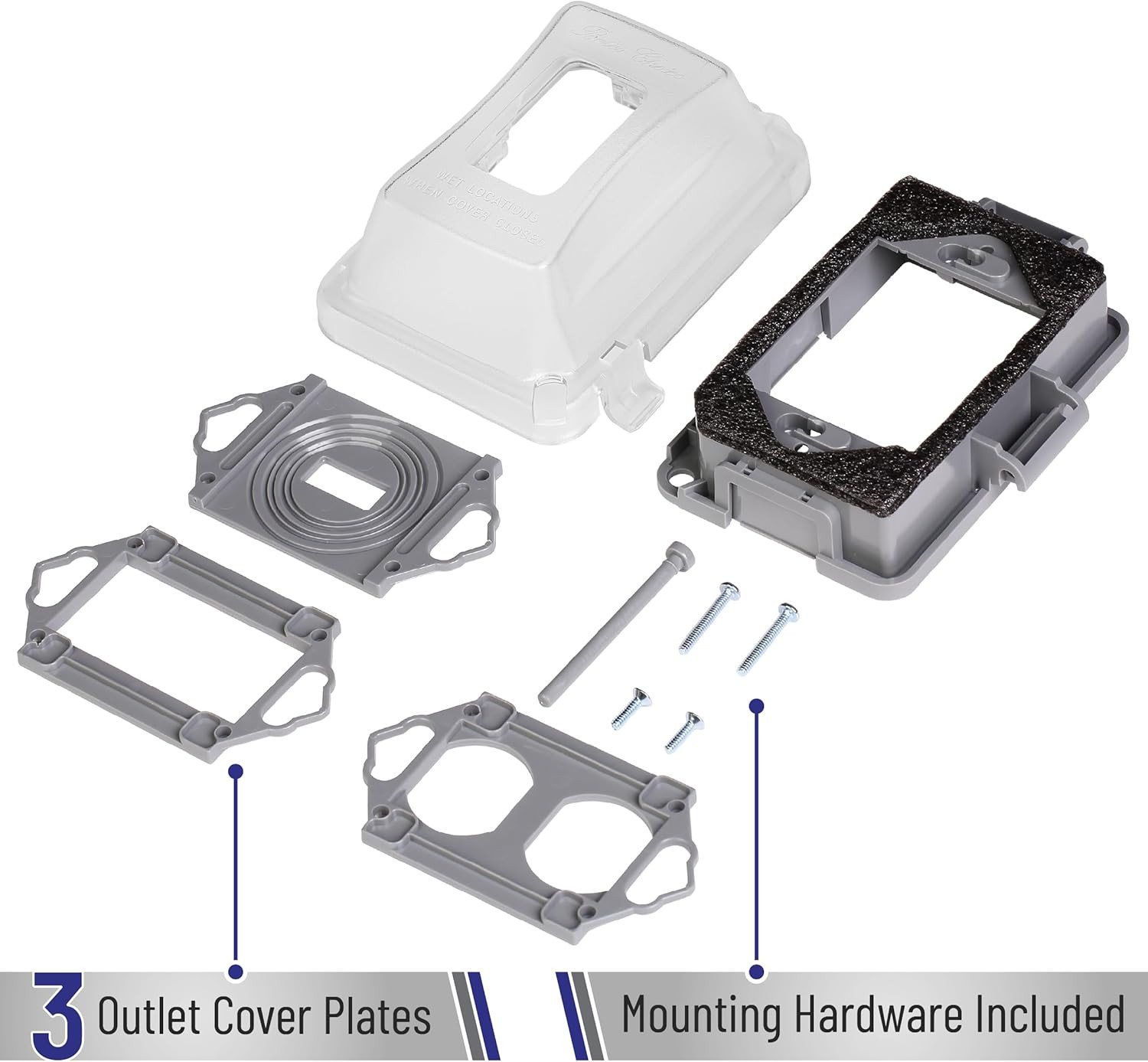 Bates- Weatherproof Electrical Outlet Cover, 1-Gang, Outdoor Plug Cover