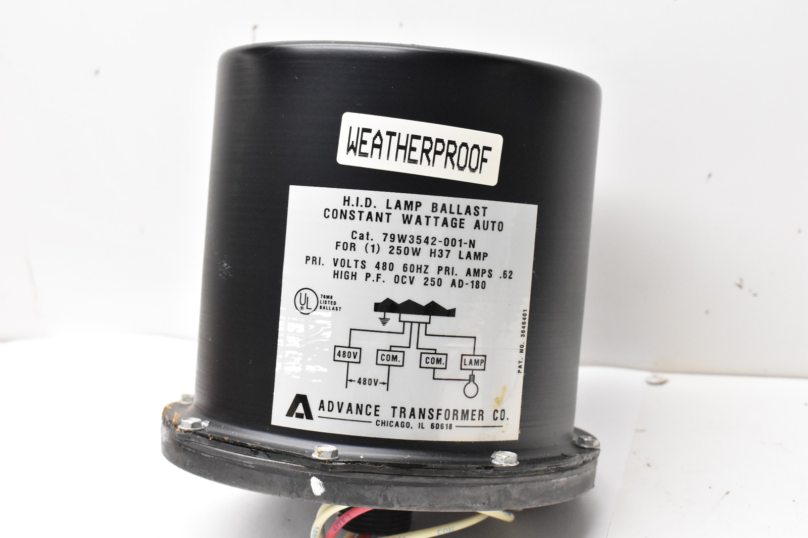 Advance 79W3542-001 Weatherproof Ballast 1-250W H-37 Mercury 480V