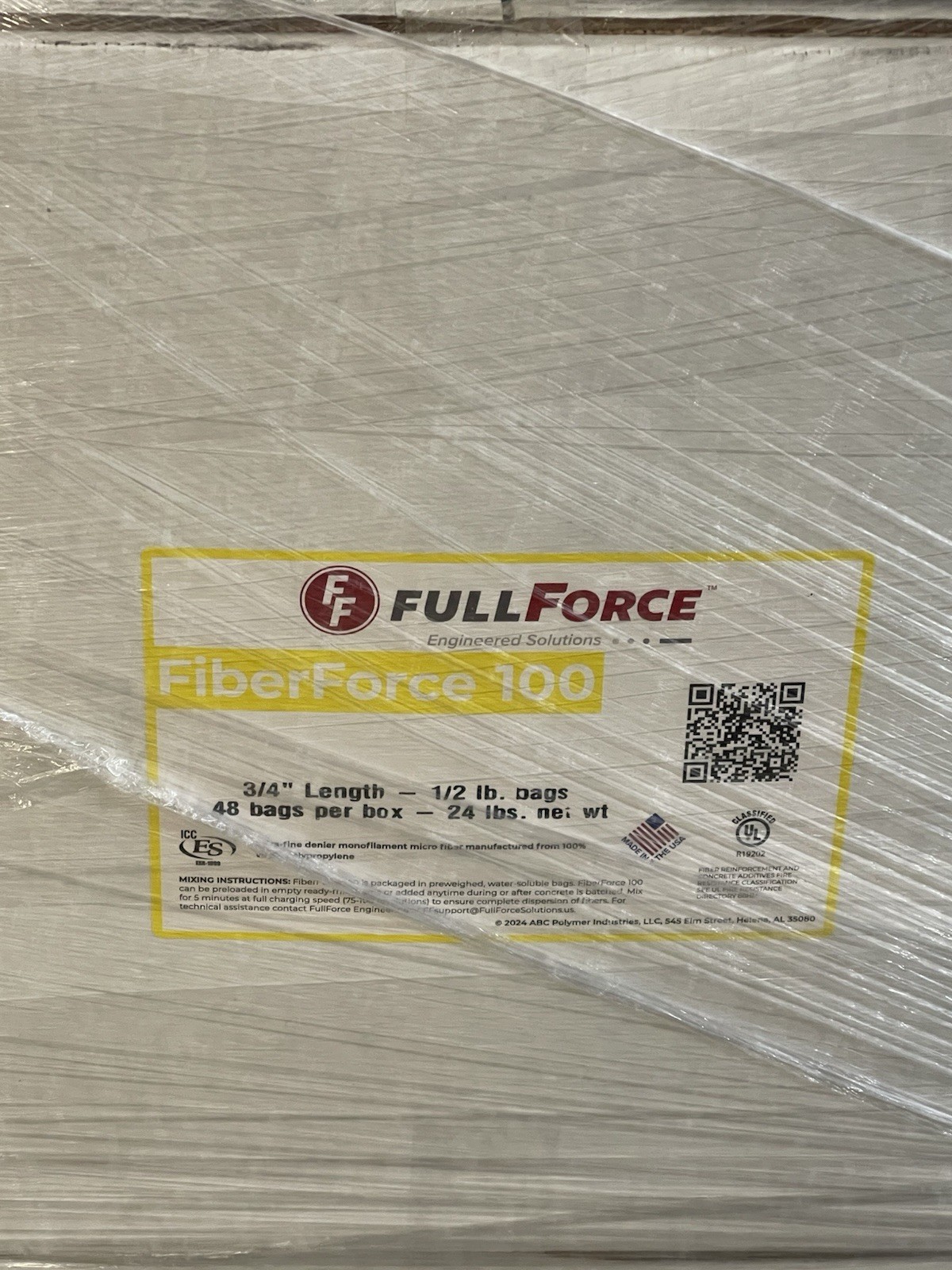 FiberForce 100 – 3/4″ x 1/2 lb BAGS, 48 BAGS FIBER REINFORCEMENT FOR CONCRETE