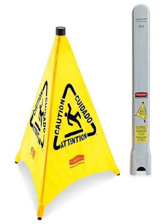 Rubbermaid FG9S0100YEL 30 in. Safety Pop-up Multi Lingual Caution Cone in Yellow