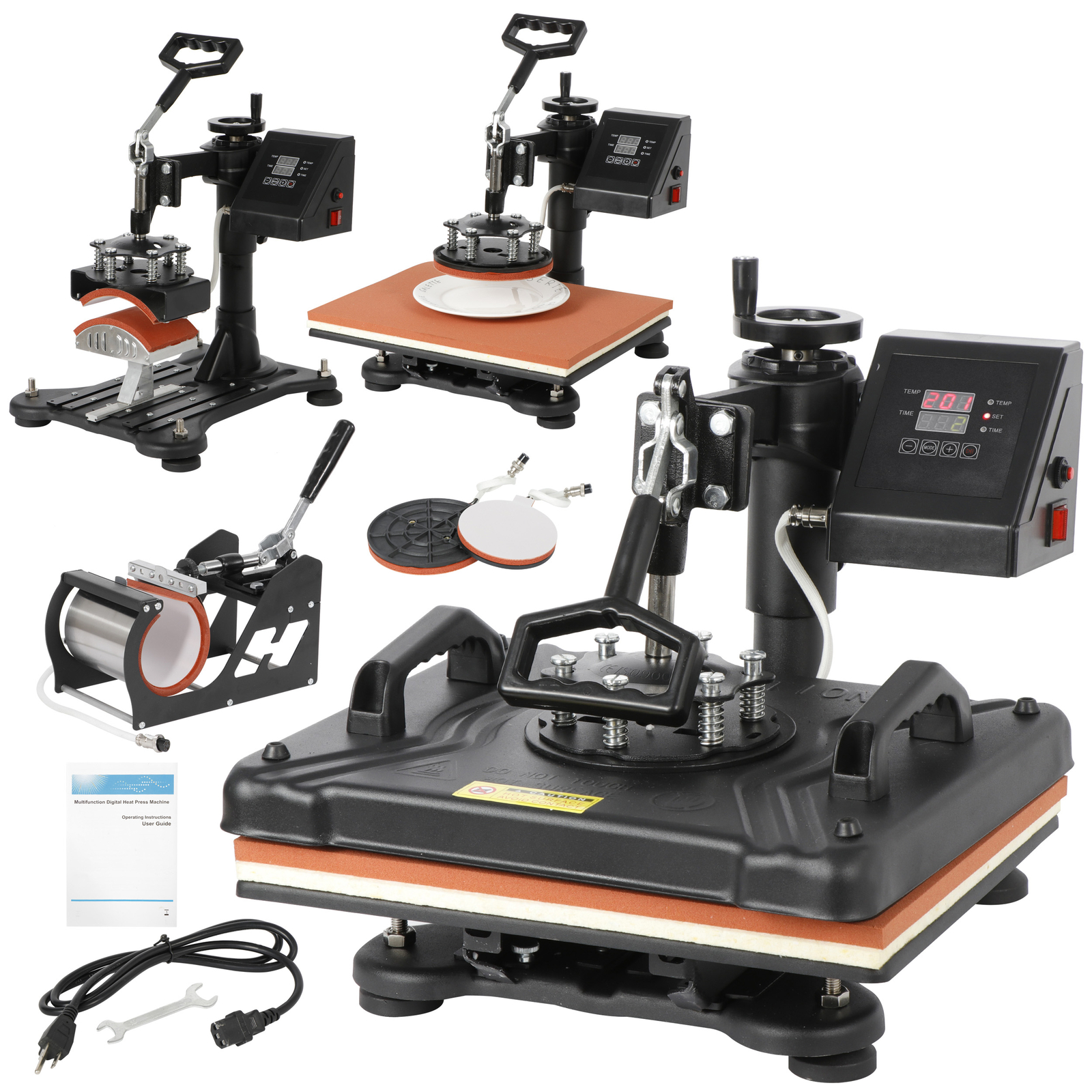 5 in 1 Heat Press Machine Digital Swing Away Sublimation T-shirt Mug Hat 12″x15″