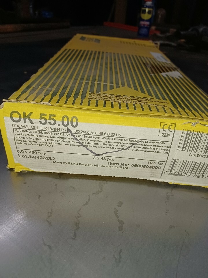 ESAB 1/4″x 18″ E7018-1H4 R, 14.3 lb box, 7018 welding electrodes