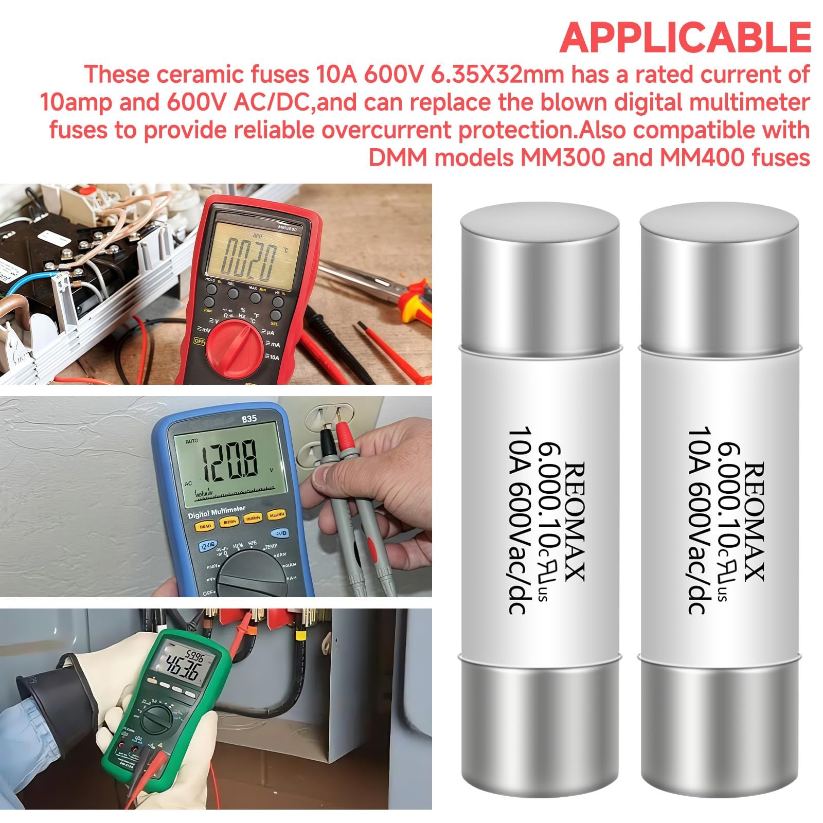 5PCS HV610 10A 600V AC/DC Ceramic Fuse 6.35x32mm for Digital Multime…