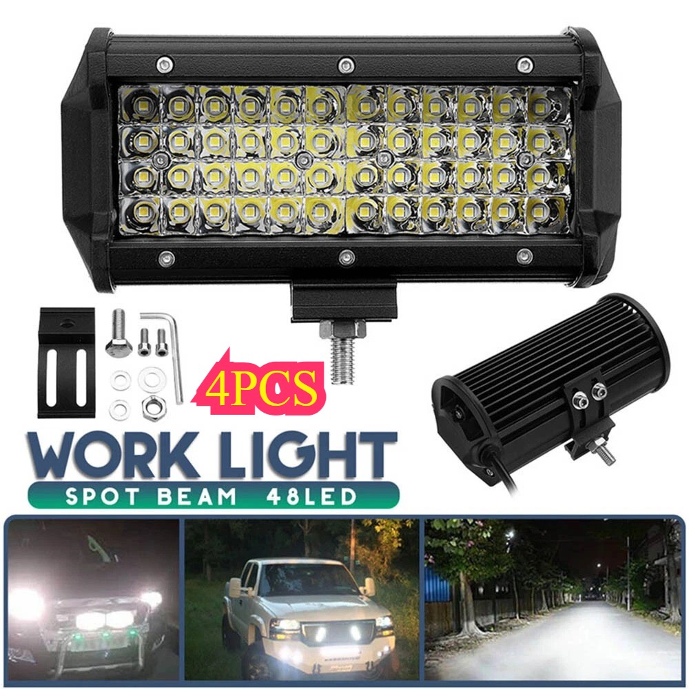 4x 7″inch LED Work Light Bar Flood Spot Offroad Fog Lamp For 4WD ATV SUV Truck