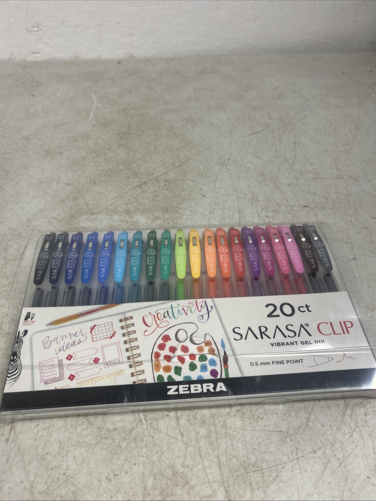 20 Count Zebra Sarasa Clip Gel Pens Assorted Colors 0.5mm Fine Point