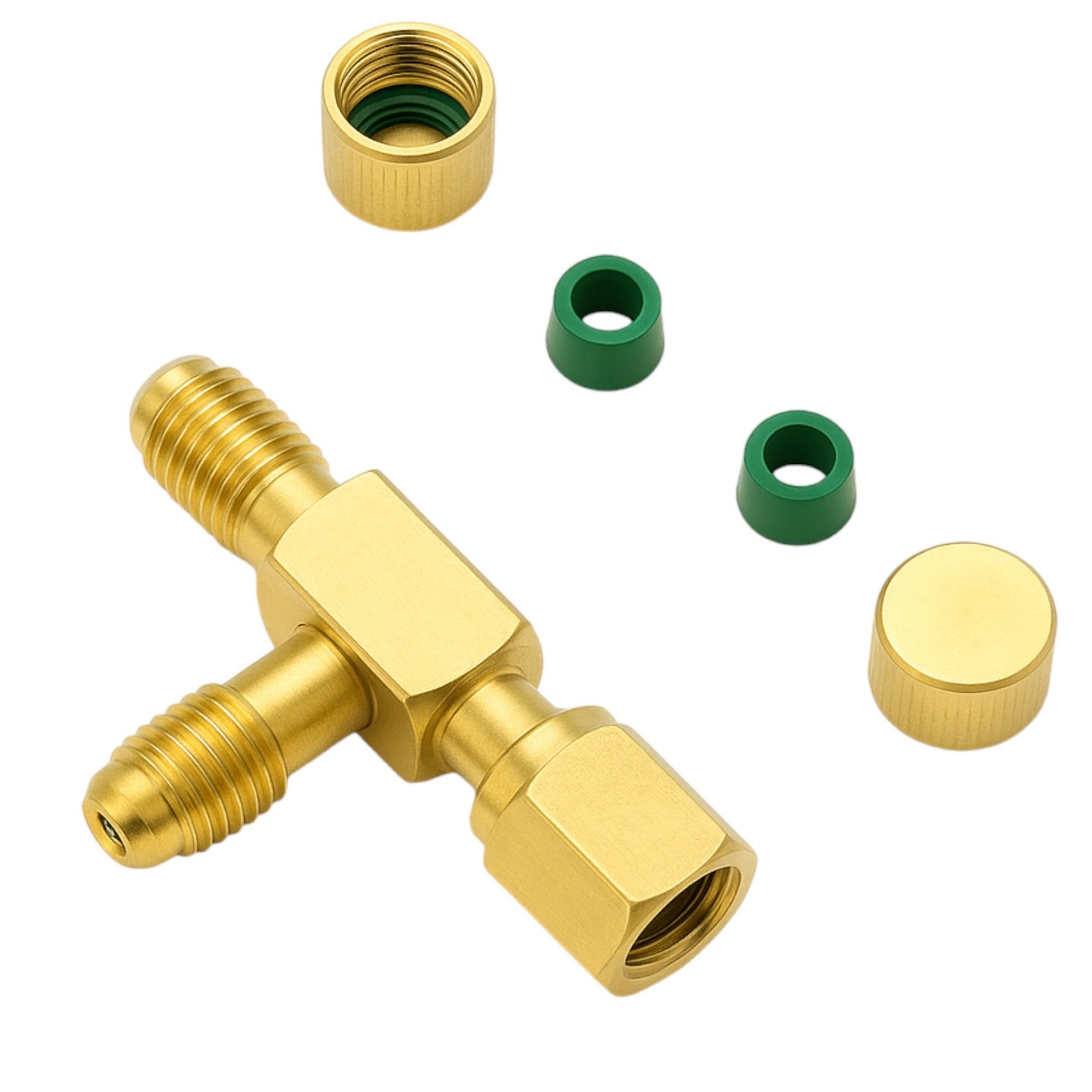 Quick Coupler Tee Adapter, 1/4 Inch Tee Adapter C/w Valve Core, Fits for Gaug…