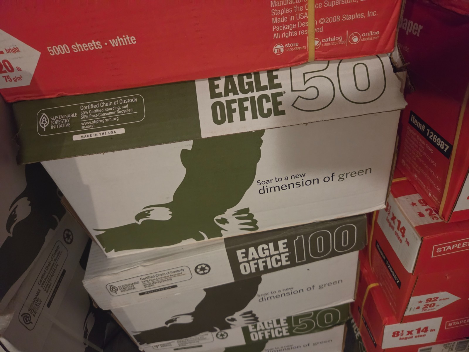 Eagle Office 8.5”x14” White 10 Reams Case 5000 sheets 92 bright 20 lb NEW