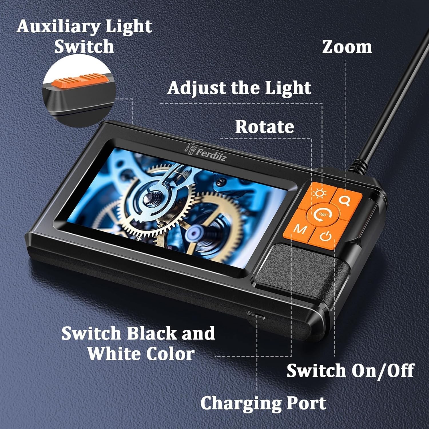 Inspection Camera: 4.3″ IPS, 1920P HD, 8 LEDs, 16.4ft/32.8ft Semi-Rigid Cable