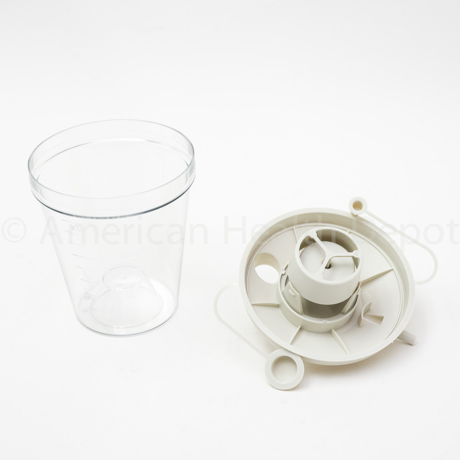 Suction Canister 800mL Turret Lid Float Valve Rigid Plastic Graduated Disposable