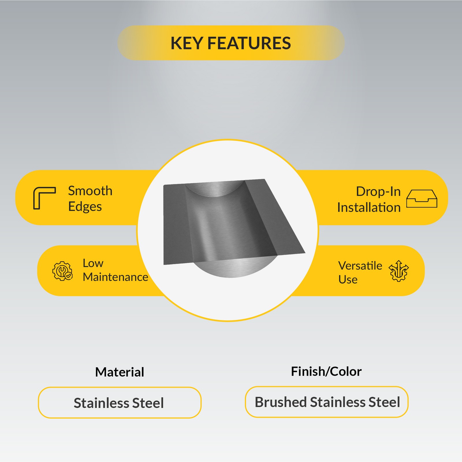 Brixwell Deluxe Drop-In Deal Tray Heavy Gauge Stainless Steel 18″ x 14-1/8″ New