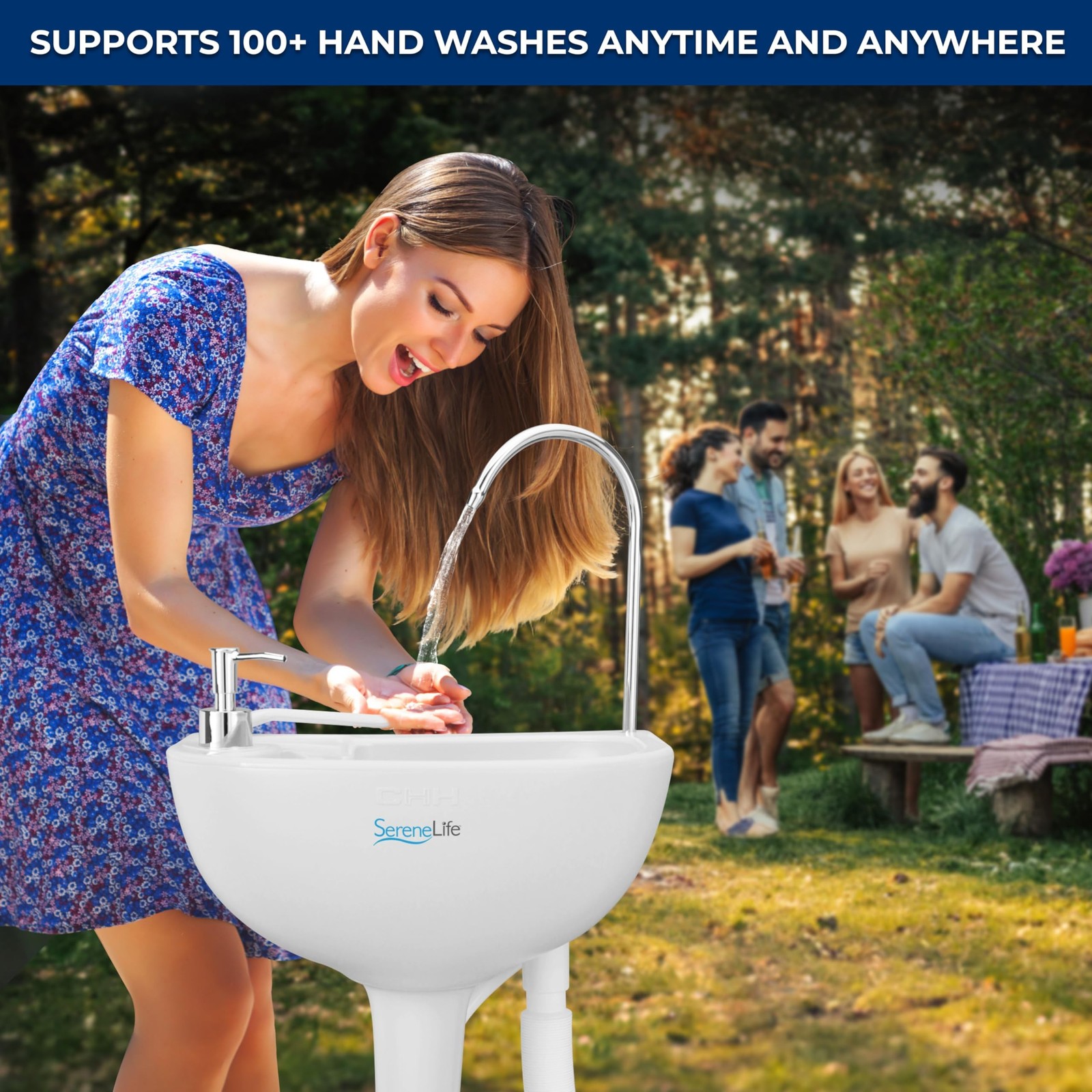 SereneLife Portable Hand Washing Station, 100+ Hand Washes, Hands-Free Foot P…