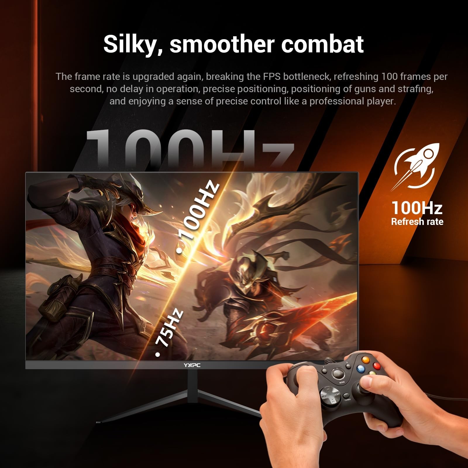 24 inch Computer Gaming Monitor 100Hz,Built-in Speakers,1080P Display,Ergonom…