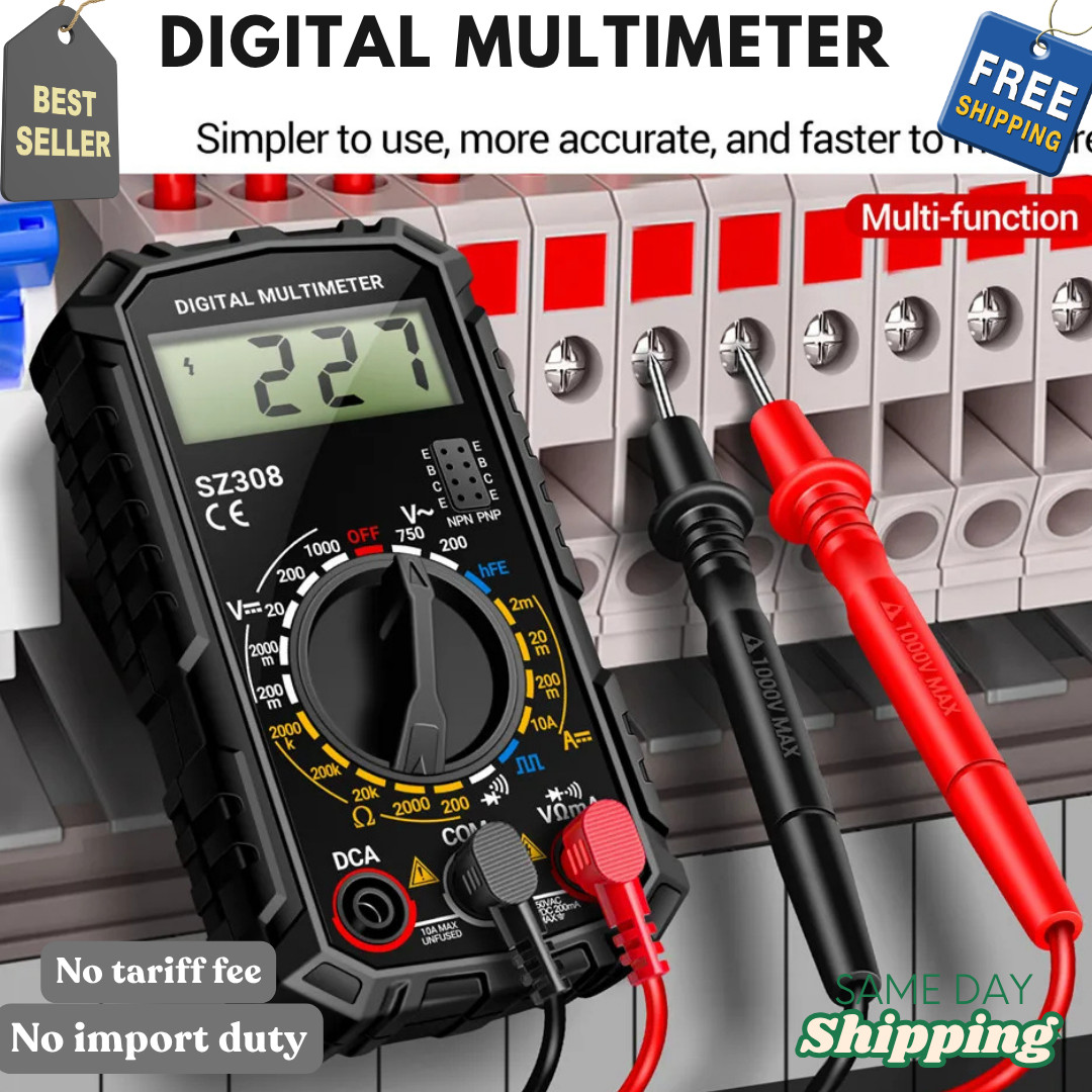 Digital Multimeter LCD Voltmeter Ammeter Ohmmeter Volt AC DC Tester Leads Meter