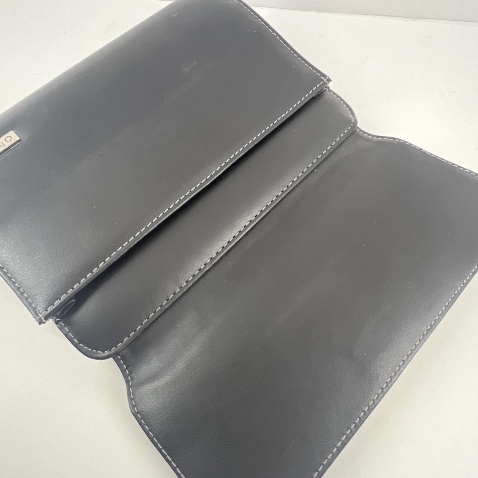 Franklin Covey Leather 6 Ringed Binder W/ Inserts Textured Pocket Compact Black