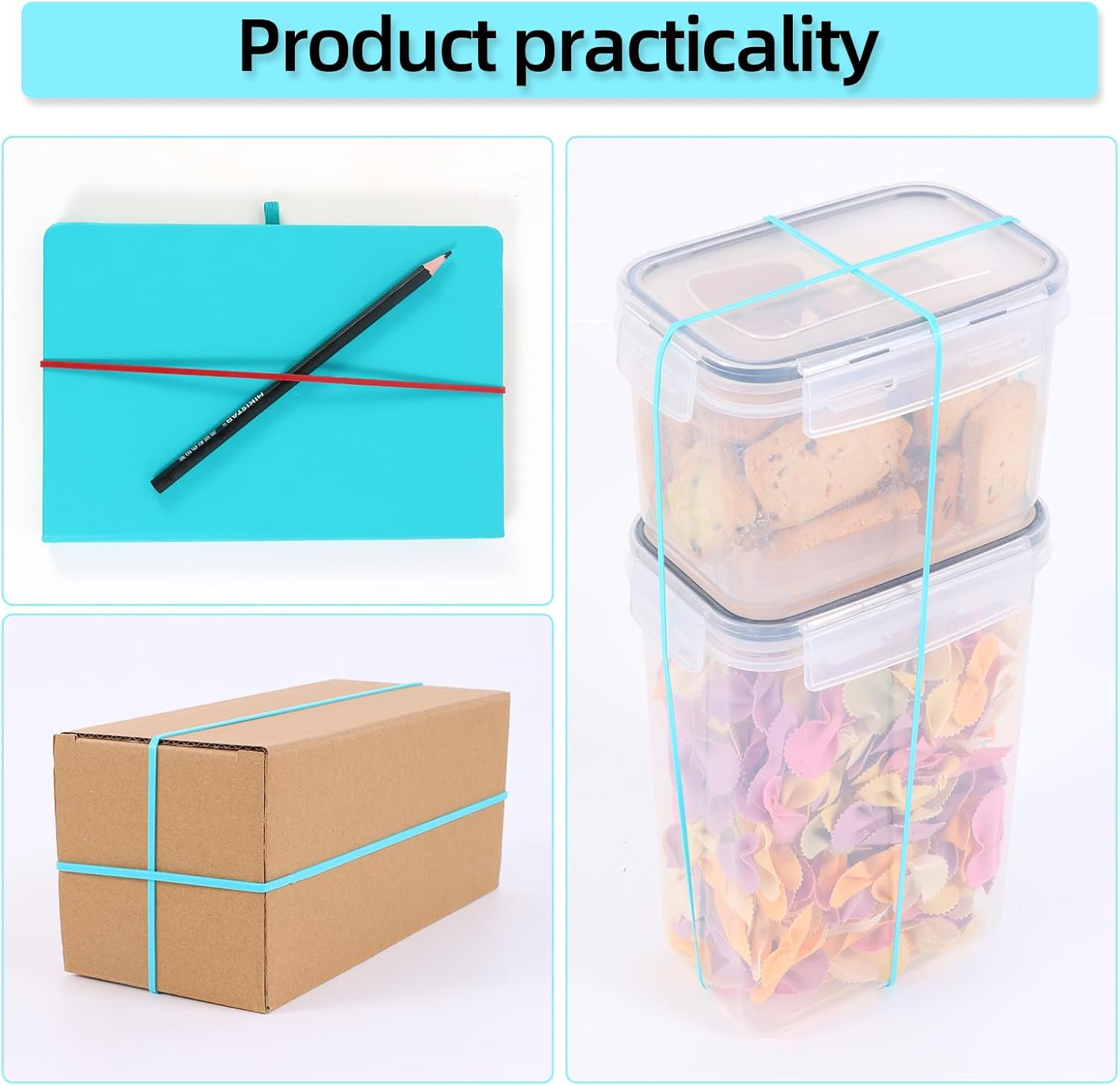 Large Heavy Duty Rubber Bands – 120 Pcs, 7X1/8 Inches, Assorted Colors, Office &