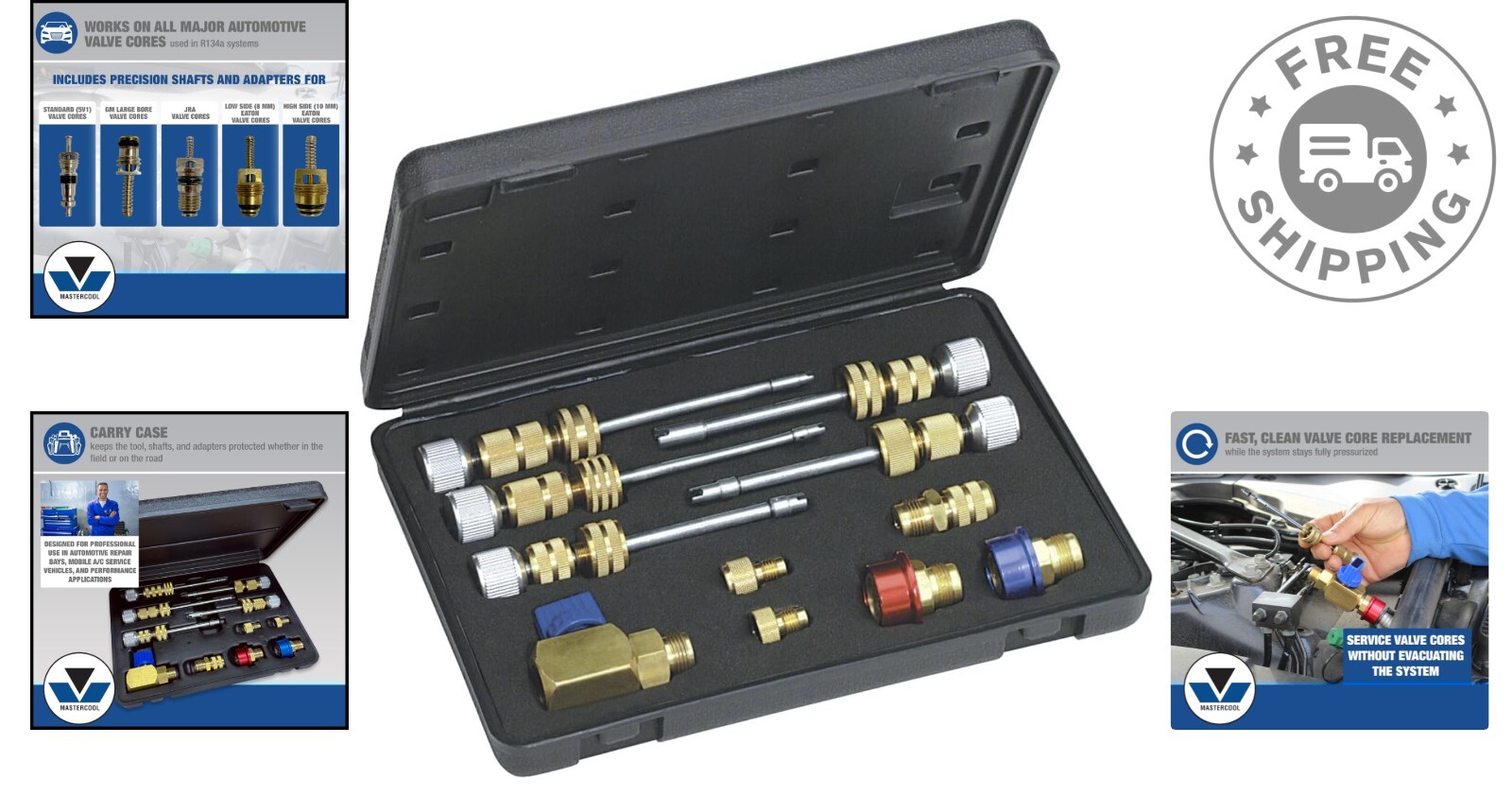 Professional R134a Valve Core Remover/Installer Kit with Carrying Case