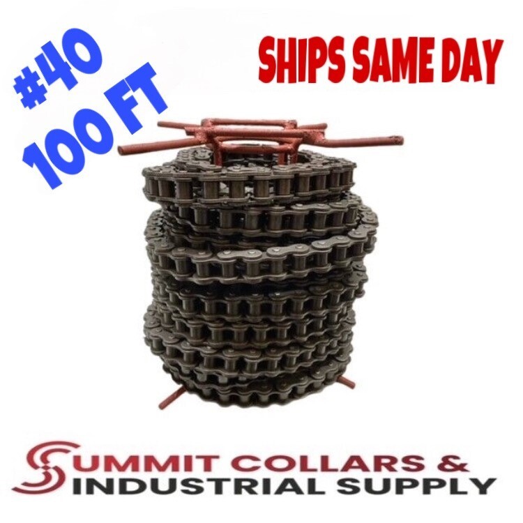 #40 Single Strand Roller Chain 100 Foot Roll 1/2″ Pitch x 5/16″ Width