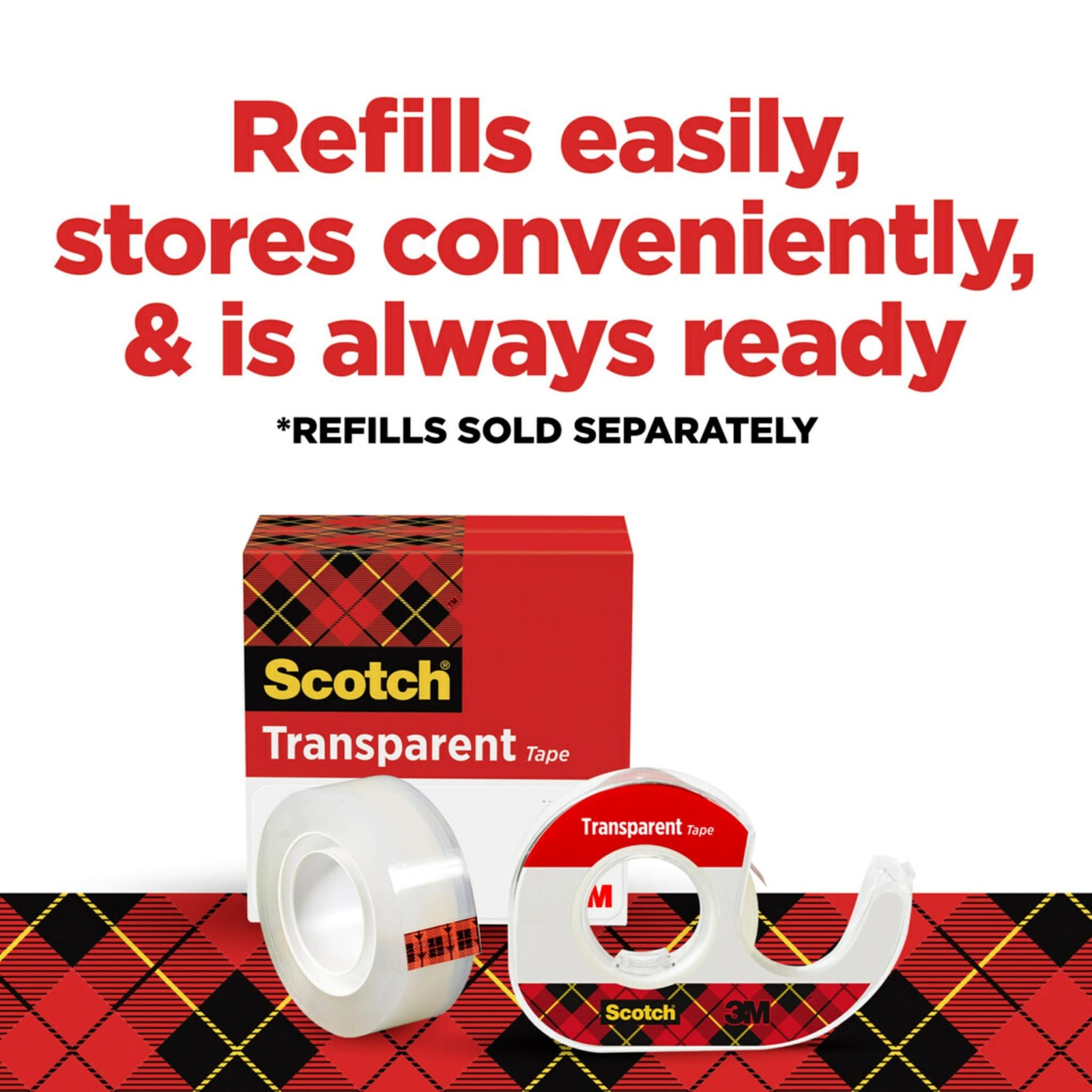 Scotch Transparent Tape, 0.5 in x 450 (12.7 mm 0.50 x 450 in,