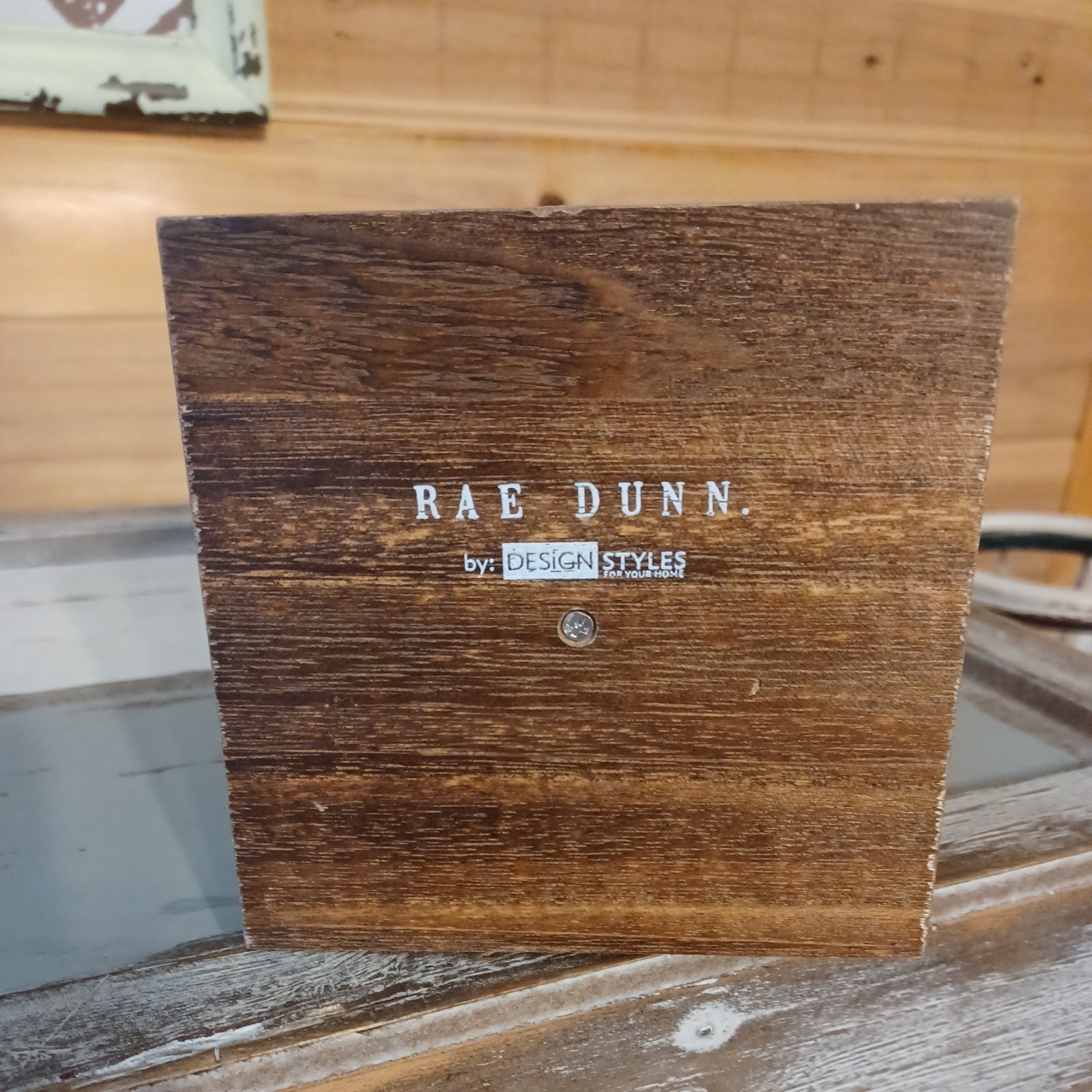 Rae Dunn Wooden Desk Organizer Pens Pencils Holder Spinning Caddy – 4.5” x 4.5”