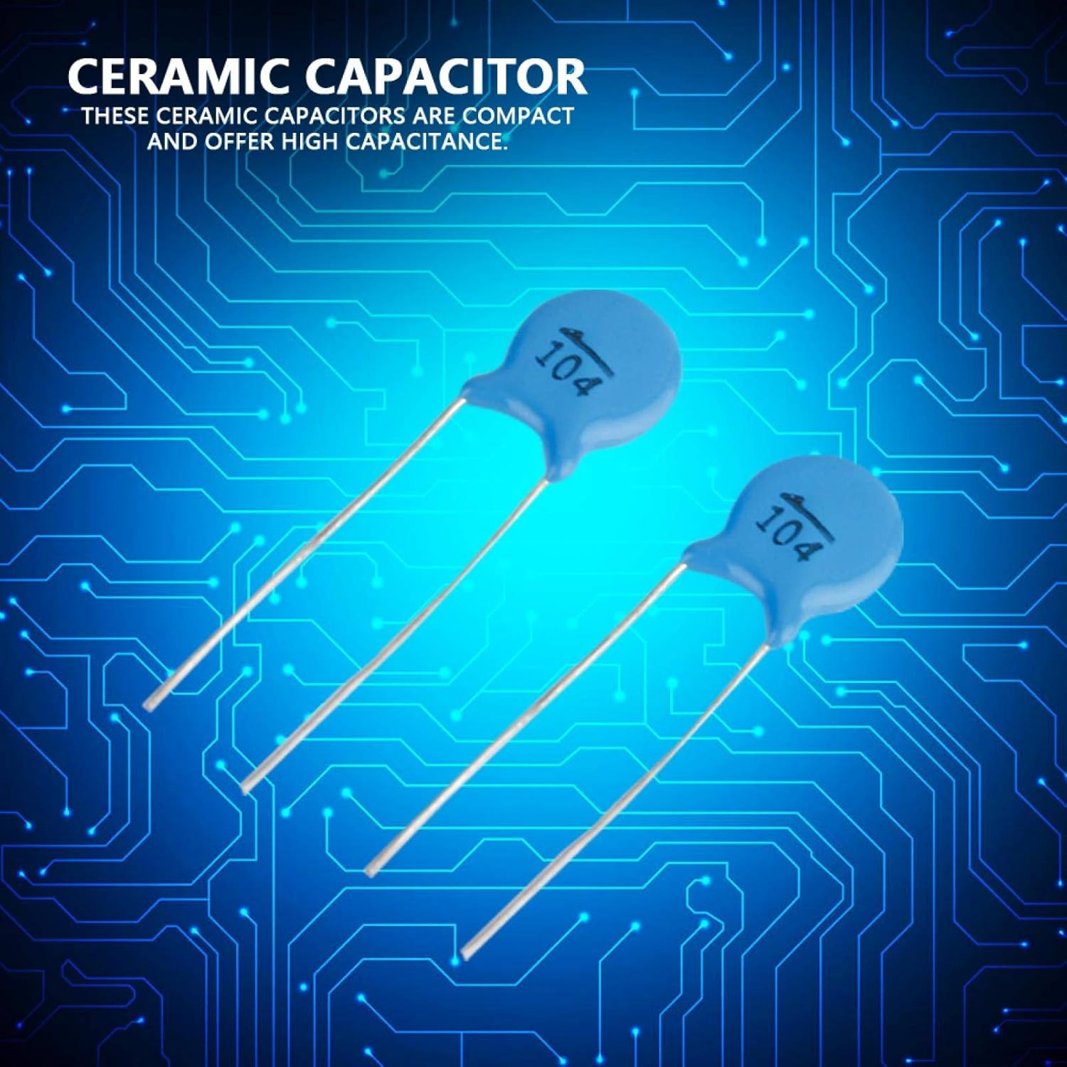 50Pcs Ceramic Capacitor, 1000V 104M 0.1Uf 100Nf High Voltage Disc Ceramic Capaci