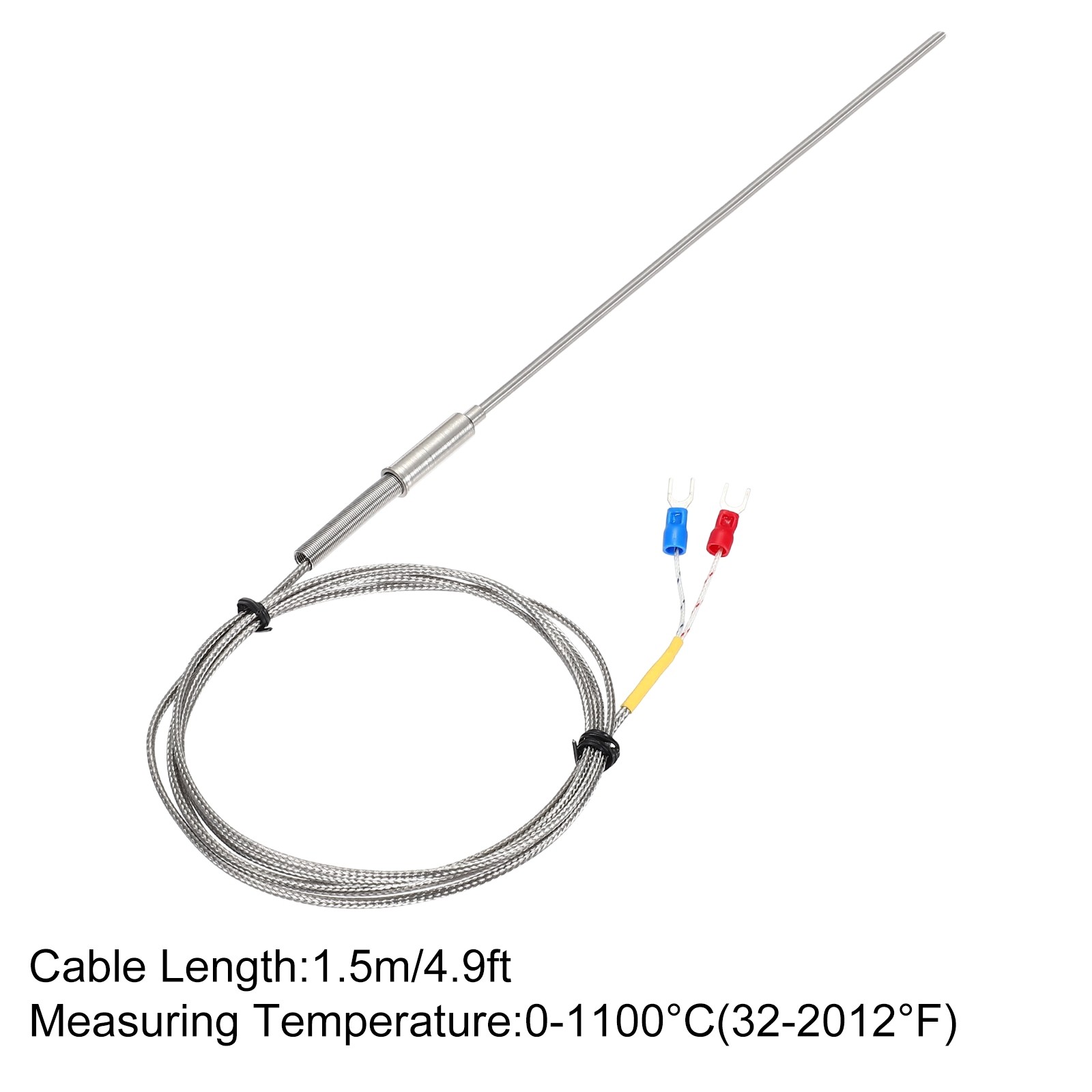 K Type Thermocouple Temperature Sensor Probe, 3x200mm 4.9ft Wire 0-1100°C