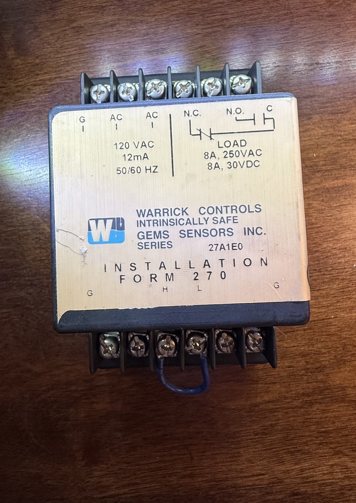 WARRICK CONTROLS 27A1E0 LIQUID LEVEL CONTROL 120VAC 50/60HZ 8A