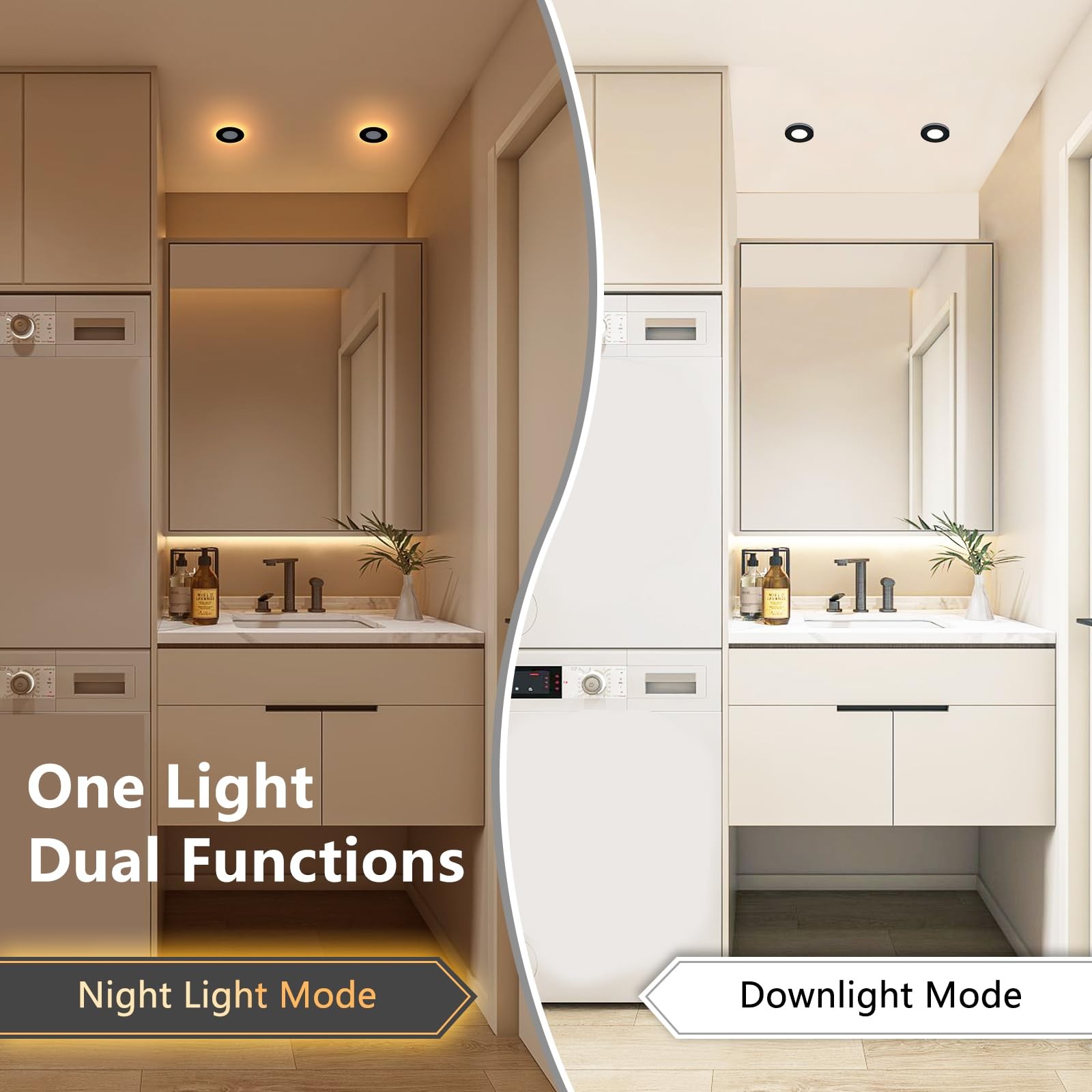 CycevSun 3 Inch Black LED Recessed Lights with Night 3 6-Pack,