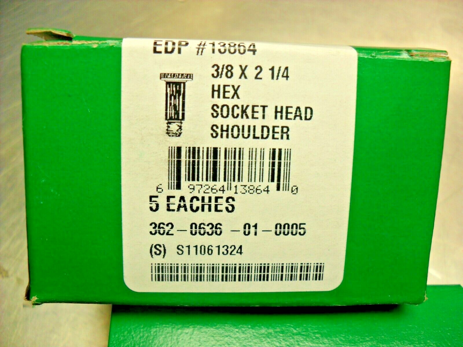 qty 5 – Hex Socket Head Shoulder 3/8 x 2-1/4 -Shoulder Thread 5/16-18 -EDP 13864