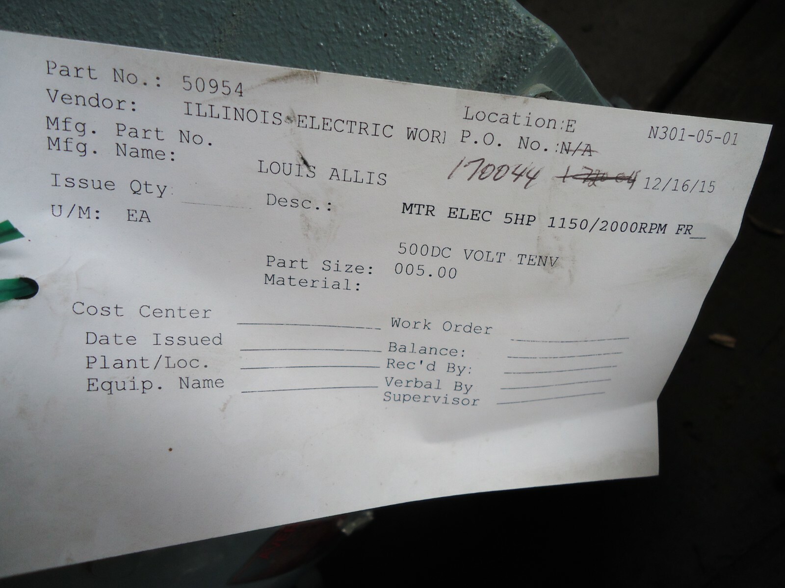 KINAMATIC CD258AT DIRECT CURRENT MOTOR 5 HP 1150/2000 RPM 500 V 50D163EAO14A001