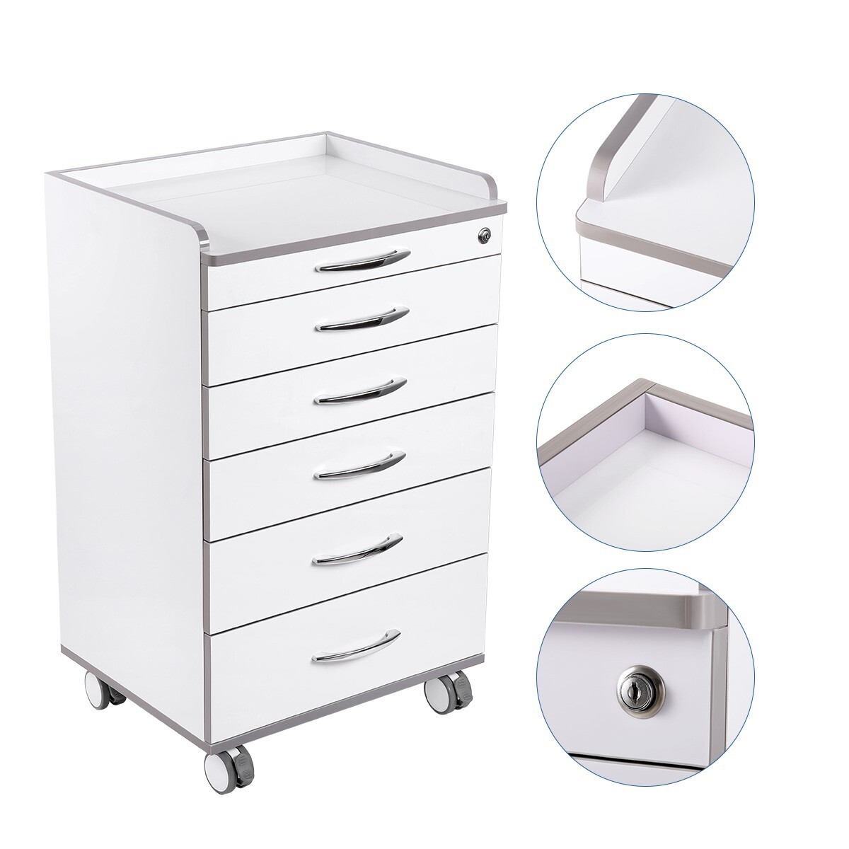 AZDENT Dental Multi-Function Mobile Cart with 3/4/5 Drawers Medical Rolling Cart