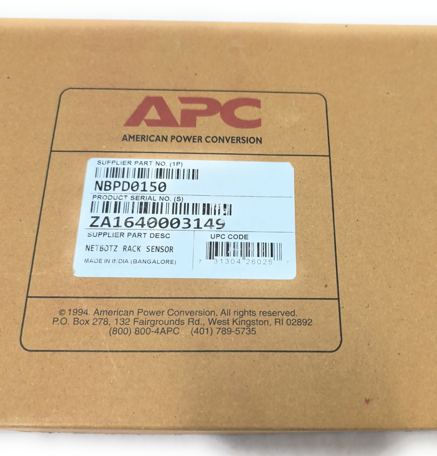 New APC NBPD0150 Net Botz 150 1U Rack Sensor Six Sensor Ports RJ-45