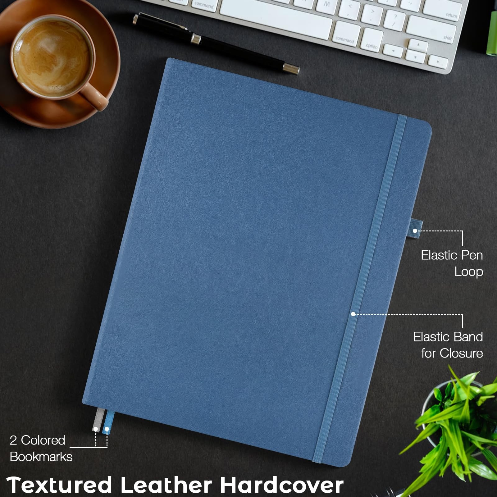 Graph Paper Notebook, Hardcover Notebook 8.5 x 11, Grid A4 Graph, Blue