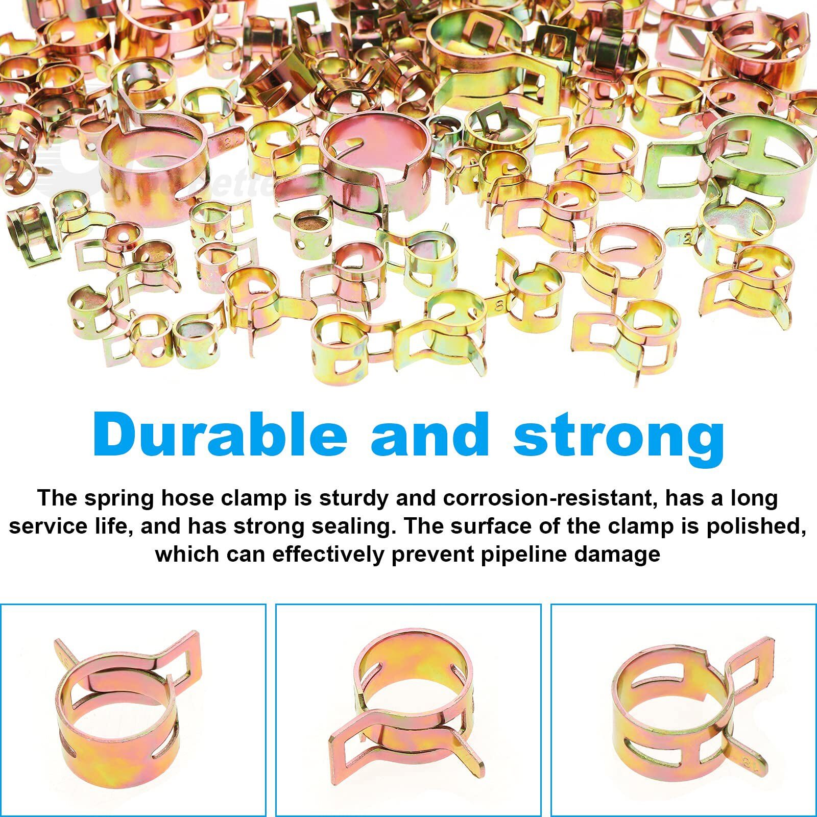115PCS Hose Clamps Assortment Kit Spring Steel Clip Water Fuel Tube Air Pipe USA