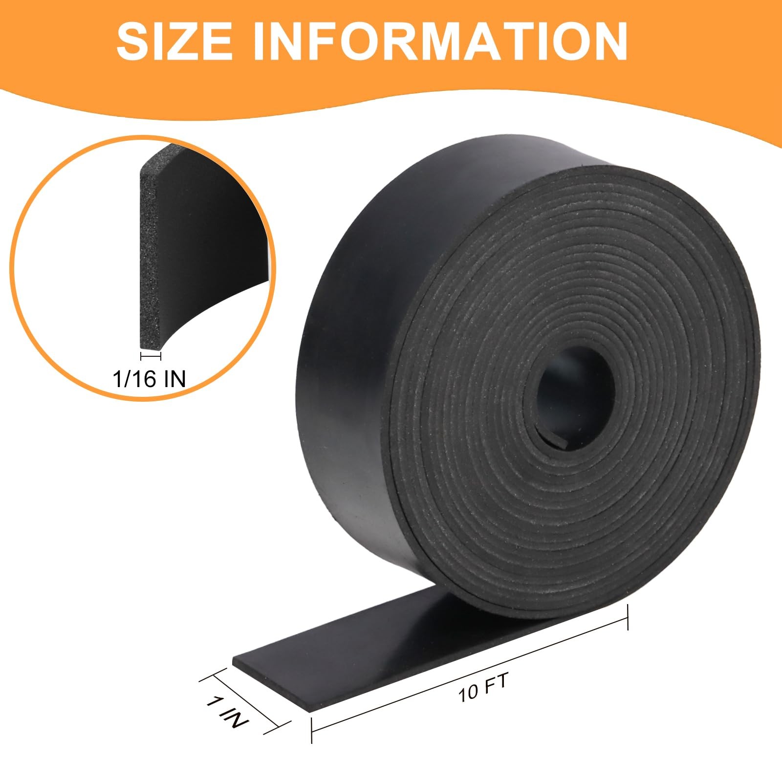 Rubber Strips With Adhesive Backing 1 In X 1/16 In X 10 Ft Neoprene Gaskets And