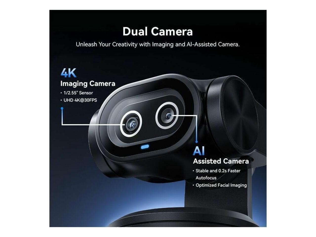 EMEET PIXY Dual-Camera AI PTZ 4K Webcam, 0.2s Autofocus, AI Auto Tracking