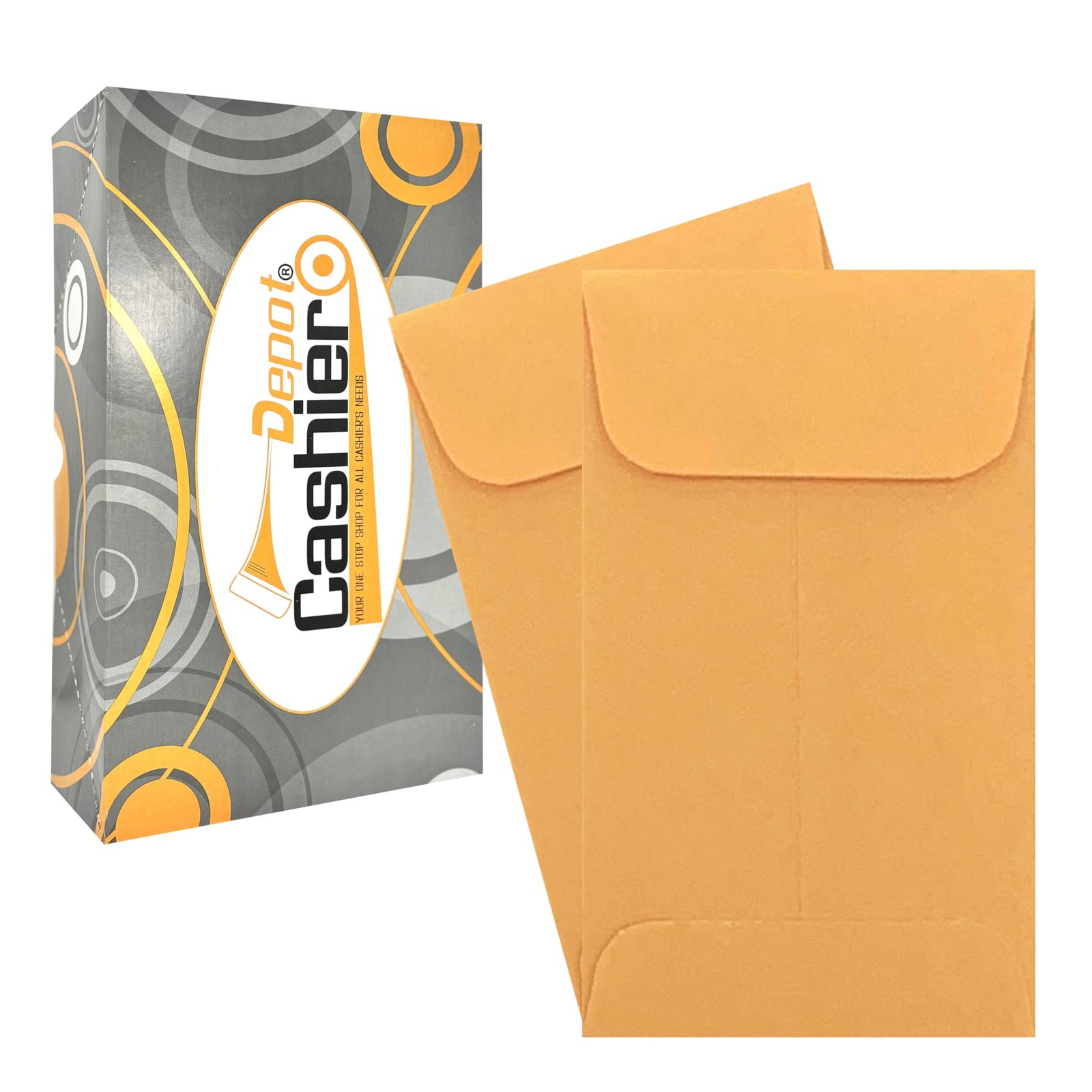 500 Cashier Depot – #7 Coin Envelopes, 3.5 x 6.5 Inches Brown Kraft Paper Gummed