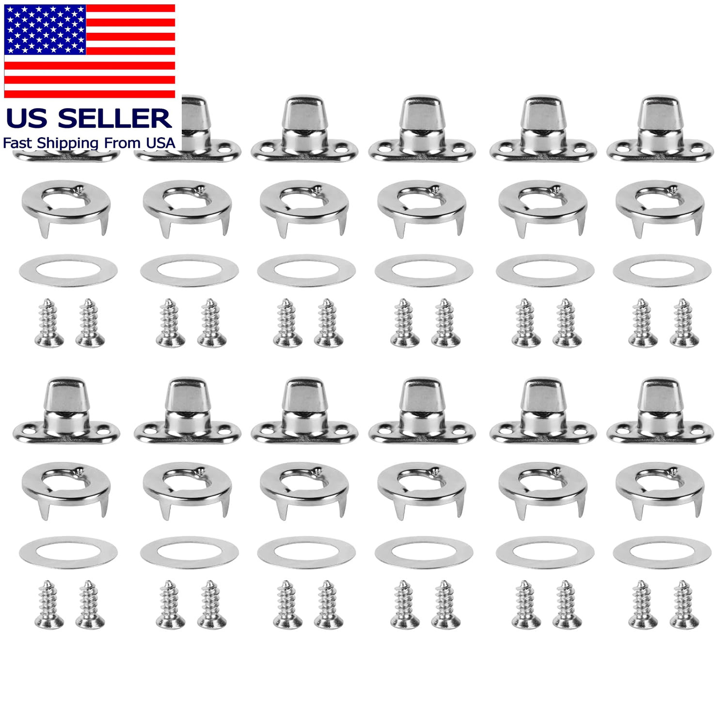 Marine Grade Fasteners – Nickel Plated Twist Lock & Turn Button Eye 12 Sets