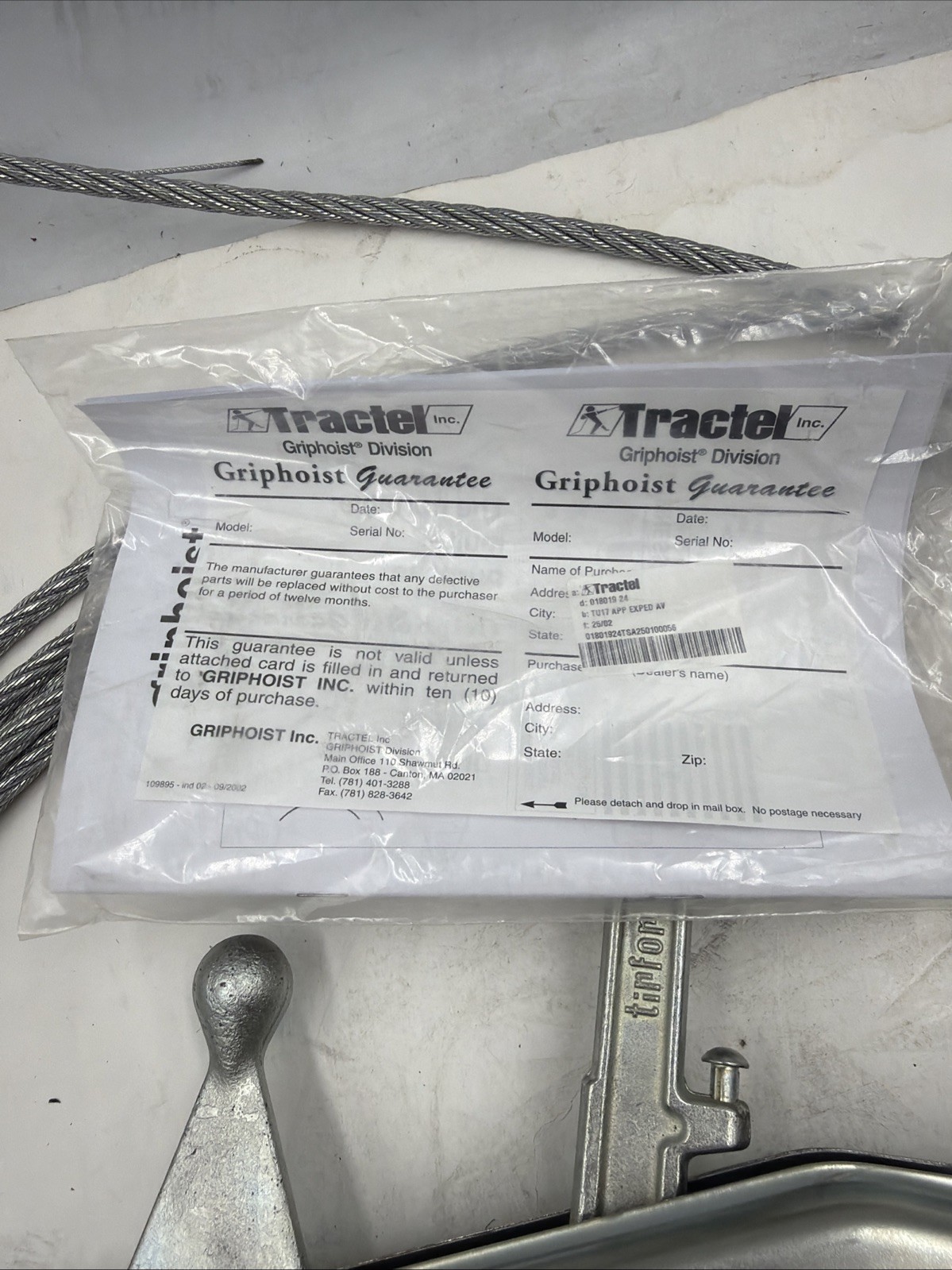 Tractel 849202430K Griphoist Manual Wire Rope Hoist 1 Ton 2, 000 Lb see details