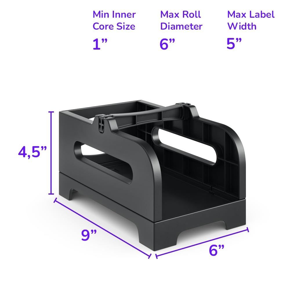 Rollo Thermal Label Holder for Rolls and Fan-Fold Labels – 4 x 6, Black