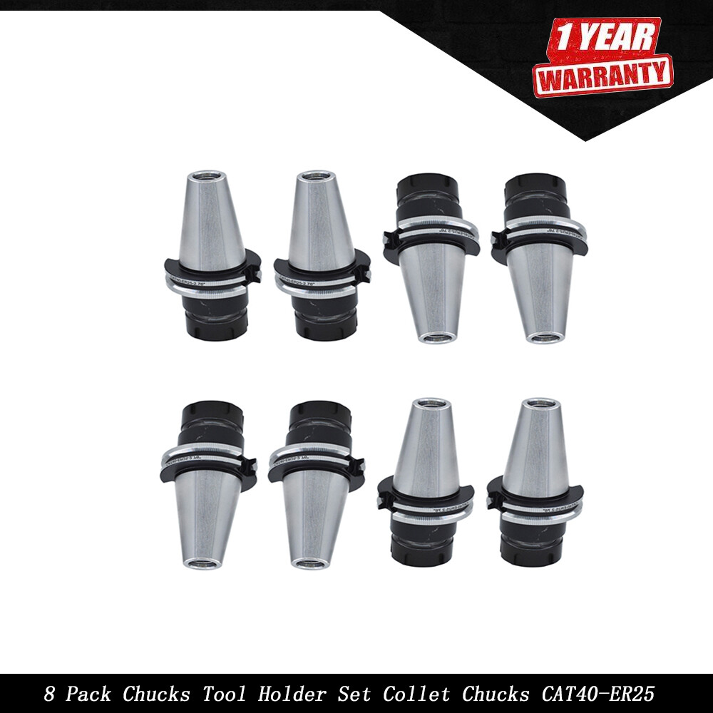 8×CAT40 ER25 Collet Chuck W. 2.76″ Gage Length Chucks Tool Holder Set New