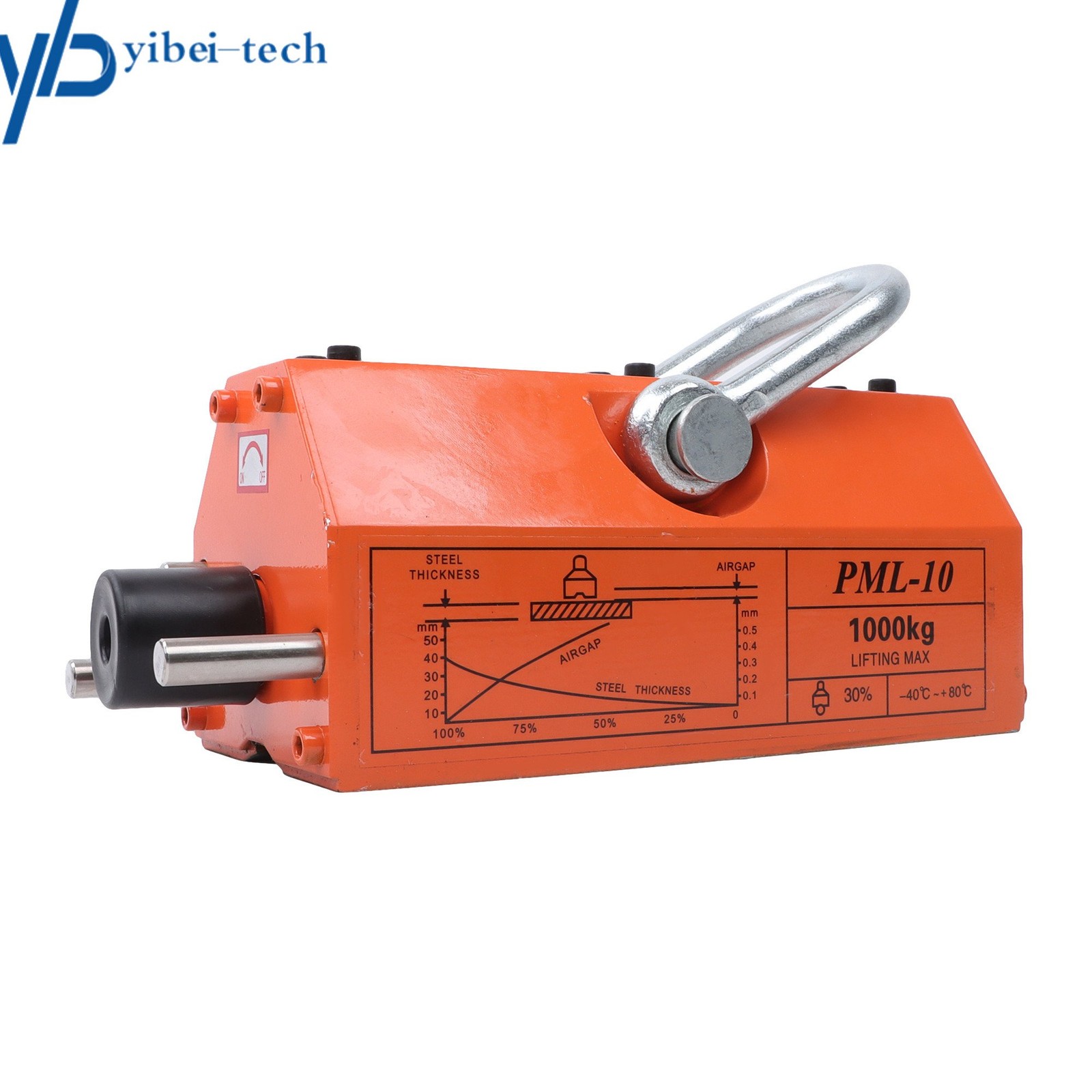 2200lbs/1000kg Permanent Magnetic Lifter Lifting Magnet Neodymium Hoist Orange