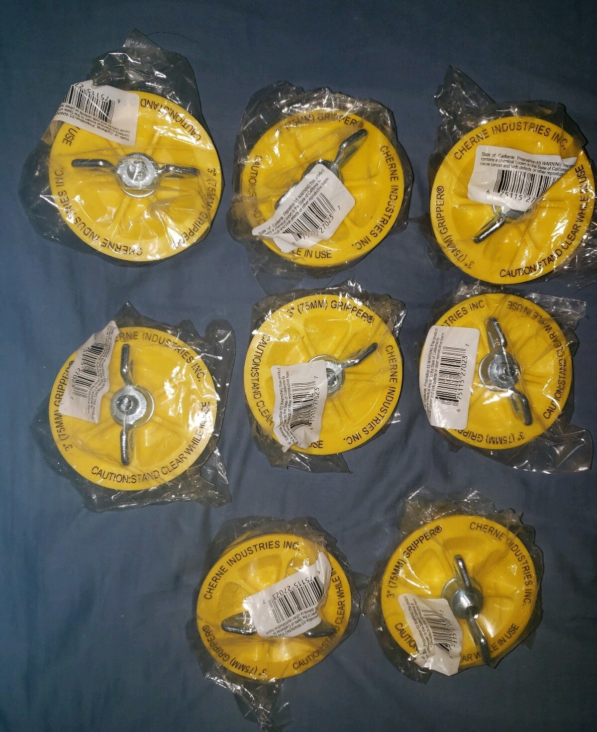 Lot of (9) Cherne 3″ Mechanical Pipe Plug, Rubber and ABS Plastic.