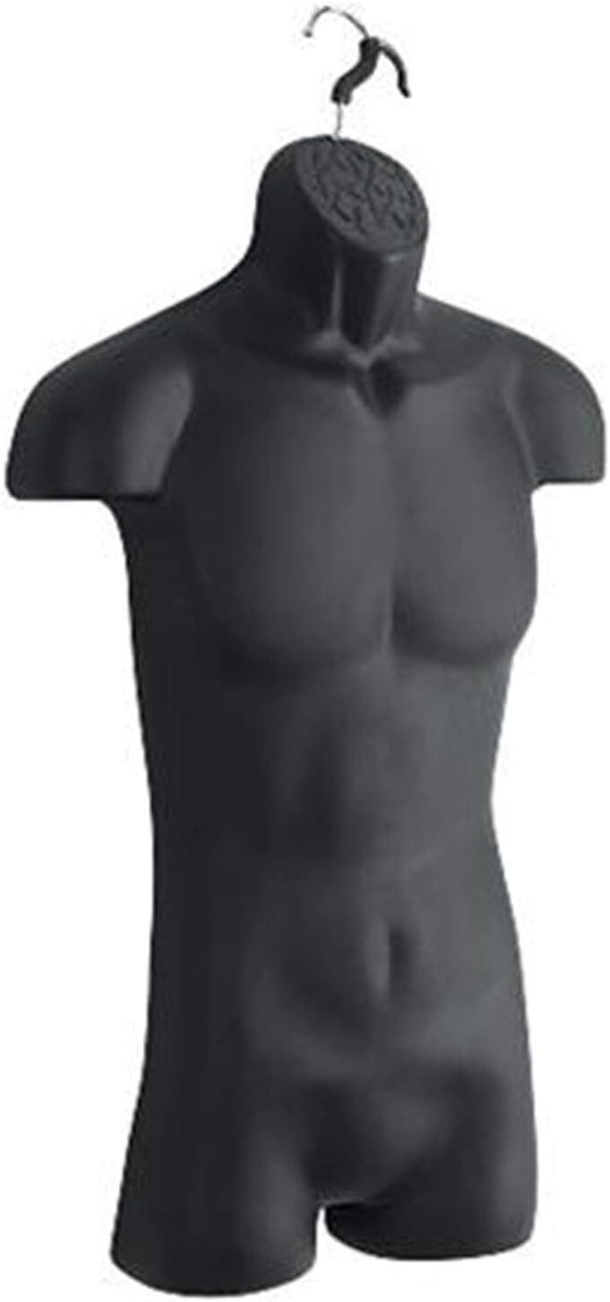 3 Clothing Display Torso Forms Fits S-L Hanging Male Mannequin Black Hollow Back