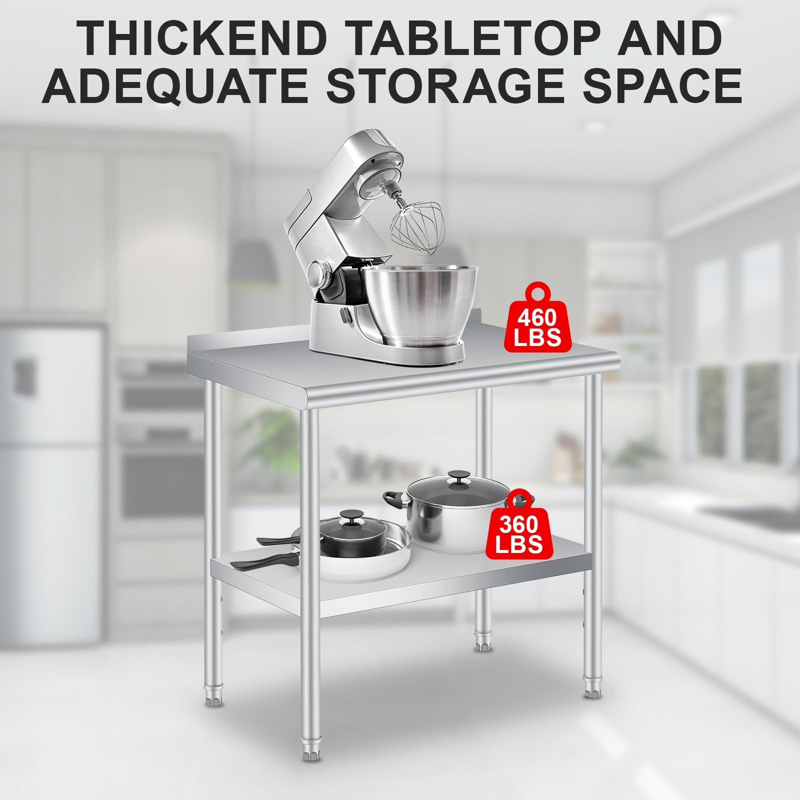 Stainless Steel Work Table w/Backsplash Heavy Duty Commercial Kitchen Prep Table