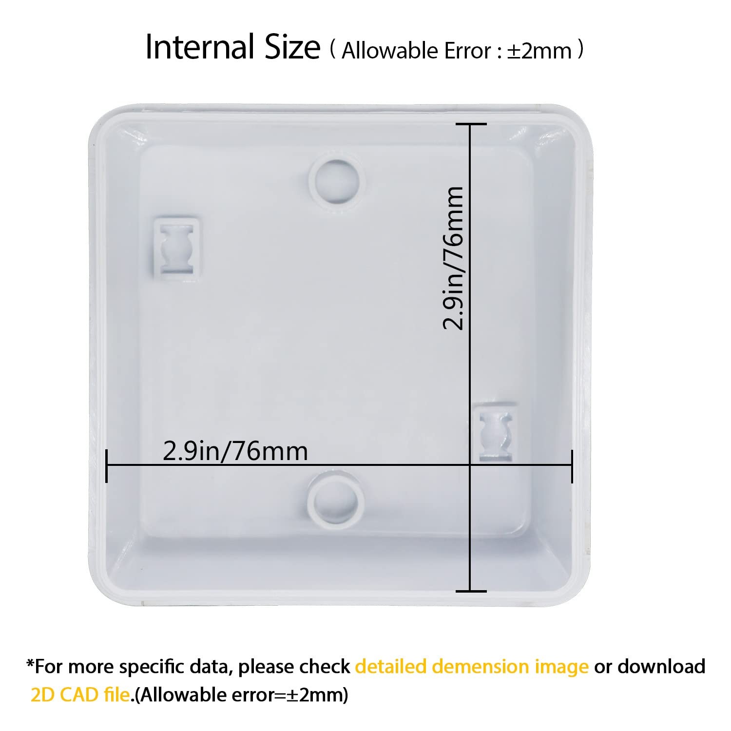 IP65 Water Resistant Dustproof ABS Plastic Electrical Junction Box 3.1×3.1×1.9