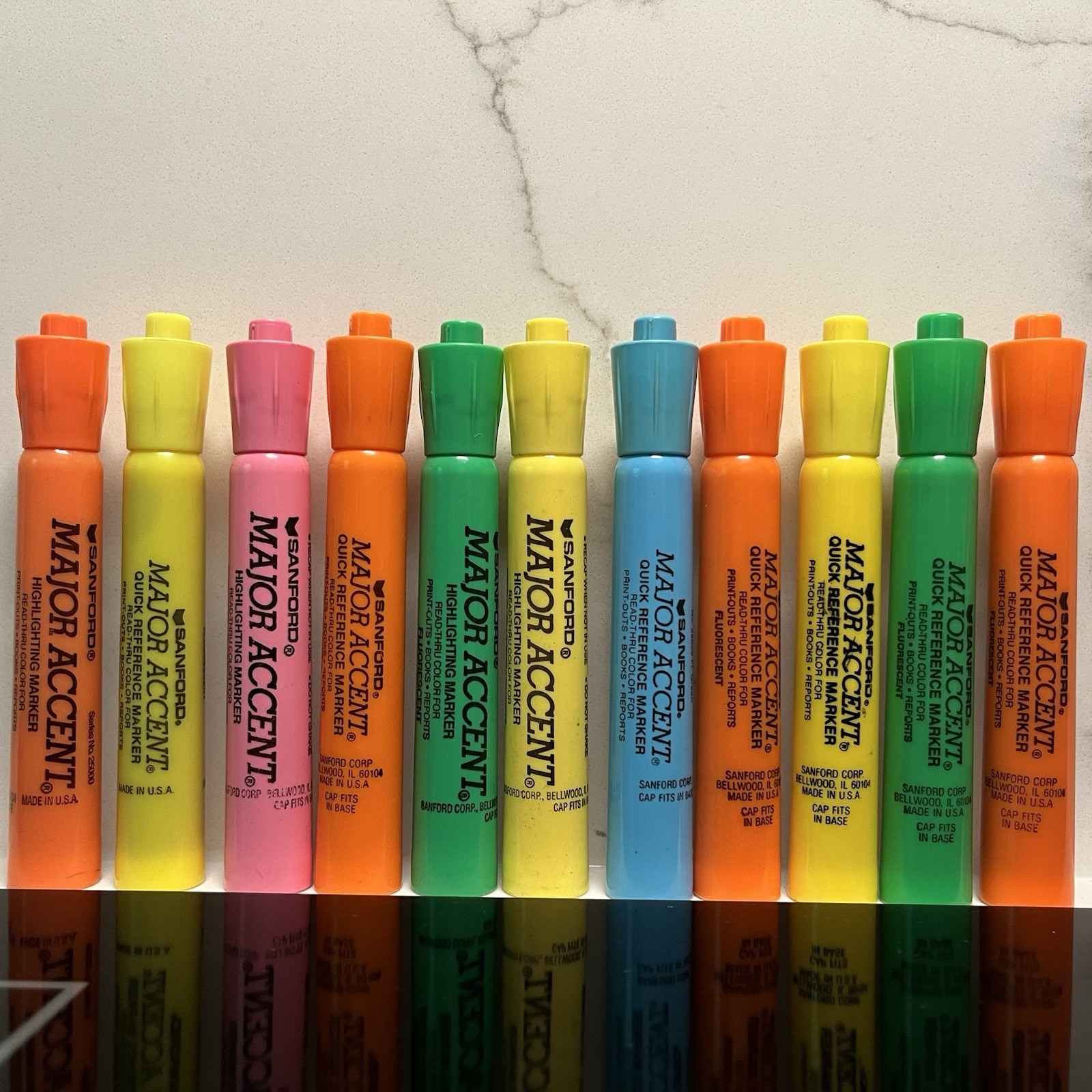 Vintage Sanford Major Accent Highlighter Chisel Blue Green Yellow Pink Orange 11